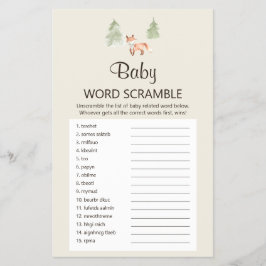 Woodland Fox Show UK Baby Word Scramble Game Flyer