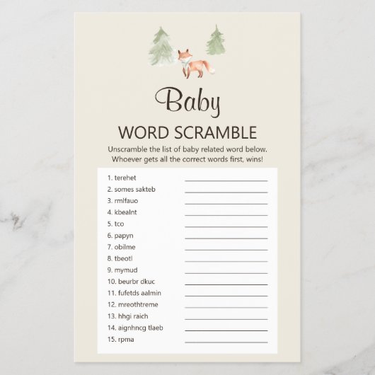 Woodland Fox Show UK Baby Word Scramble Game Flyer (Vorne)