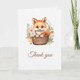 Woodland Fox Watercolor Florals Folded Dankeskarte