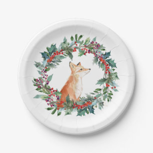 Woodland Fox Weihnachten Pappteller
