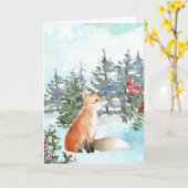Woodland Fox Weihnachtskarte Karte (Gelbe Blume)