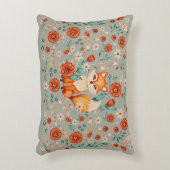 Woodland Fox Whimsical Floral Wasserfarbe Dekokissen (Vorderseite(Vertikal))