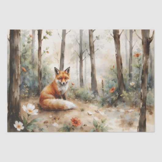 Woodland Fox with Botanical Details Seidenpapier (Vorderseite)