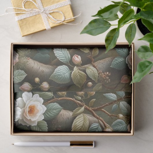 Woodland Fox with Botanical Details Seidenpapier (Geschenk)