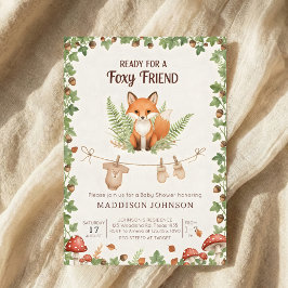 Woodland foxy baby shower einladung