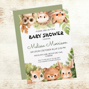 Woodland Friends Ansammlung Baby Boy Dusche Einladung