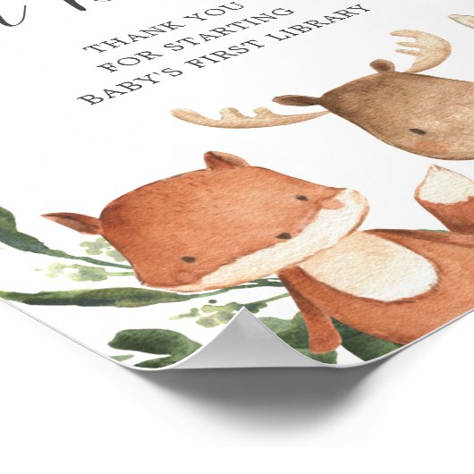 Woodland Friends Baby Duschbücher für Babysignatur Poster (Ecke)