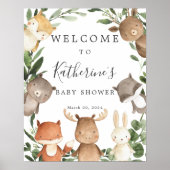 Woodland Friends Baby Dusche Begrüßungszeichen Poster (Vorne)