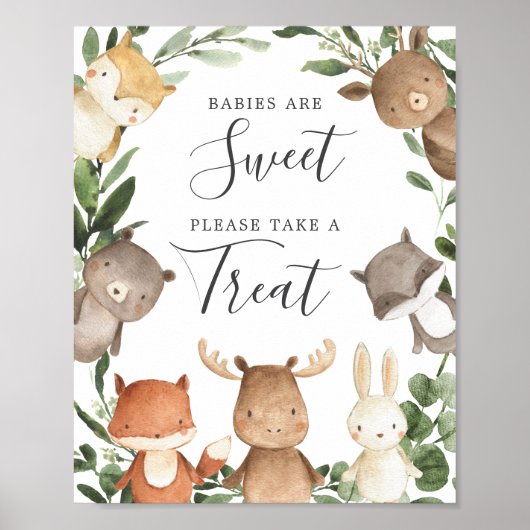 Woodland Friends Babydusche Babys sind süßes Zeich Poster (Vorne)