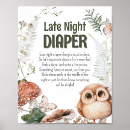 Woodland Friends Babydusche 'Late Night Diaper' Poster