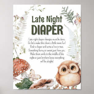 Woodland Friends Babydusche 'Late Night Diaper' Poster