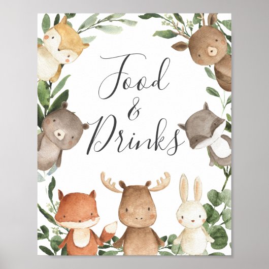 Woodland Friends Babydusche Unterschrift Poster (Vorne)