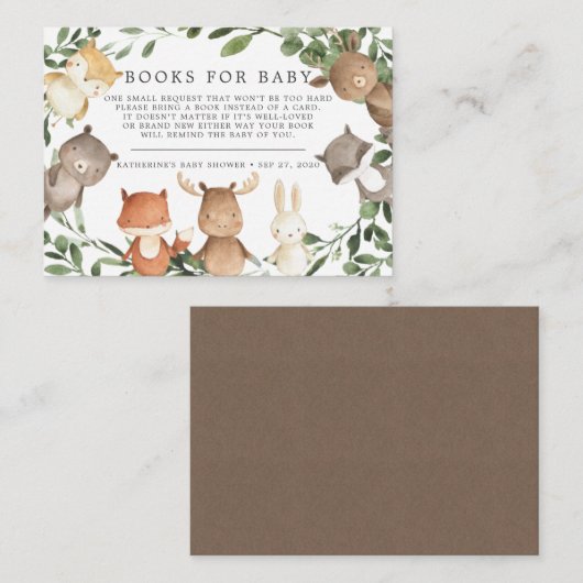 Woodland Friends Books for Baby Shooting Card Begleitkarte (Vorne/Hinten)