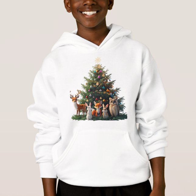 Woodland Friends Christmas Tree Kinder Pullover (Vorderseite)