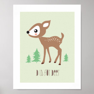 Woodland Friends - D is for Dee Art Print Poster