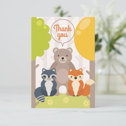 Woodland Friends Dankeschön Card Dankeskarte (Stehend Vorderseite)