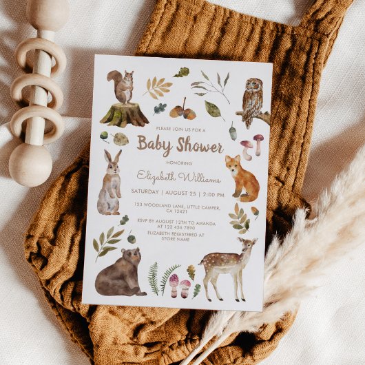 Woodland Friends Gender Neutral Baby Shower Einladung