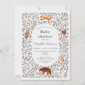 Woodland Friends Gender Neutral Sage Baby Shower Einladung (Vorderseite)