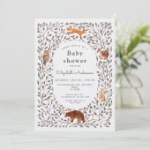 Woodland Friends Gender Neutral Sage Baby Shower Einladung (Stehend Vorderseite)