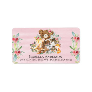 Woodland friends Girls Baby Shooting Address Label Adressaufkleber