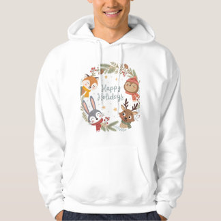 Woodland Friends Happy Holidays Circle Hoodie