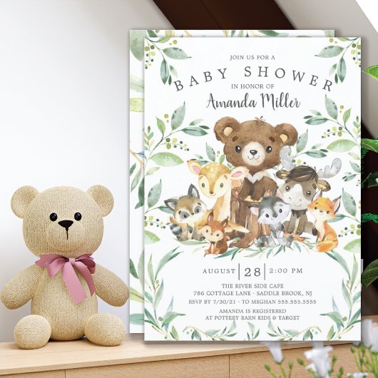 Woodland Friends Kinderdusche Einladung