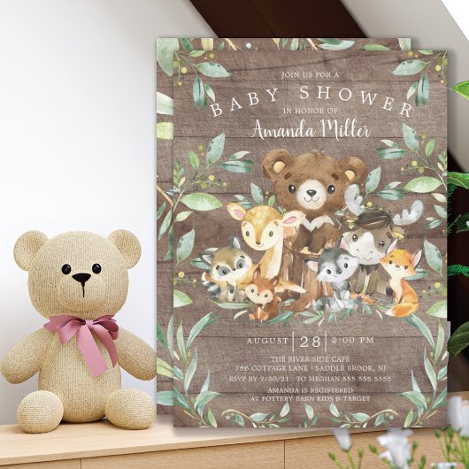 Woodland Friends Kinderdusche Einladung