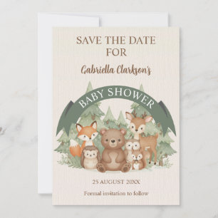 Woodland Friends Kinderdusche Save the Date Einladung