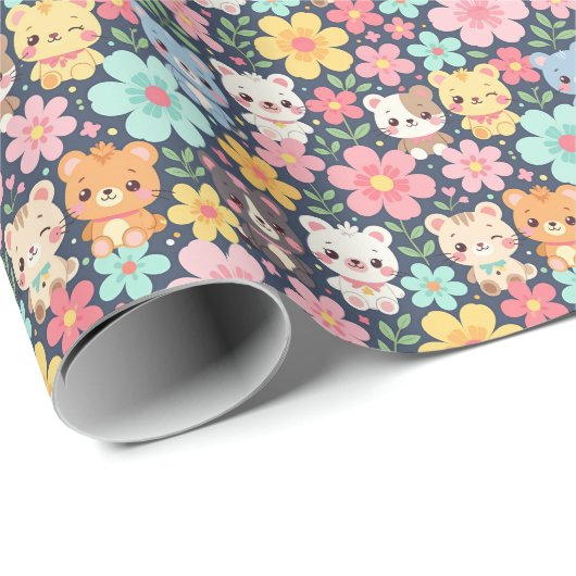 Woodland Friends Parade | Cute Animal Pattern Geschenkpapier (Rolleneckpunkt)