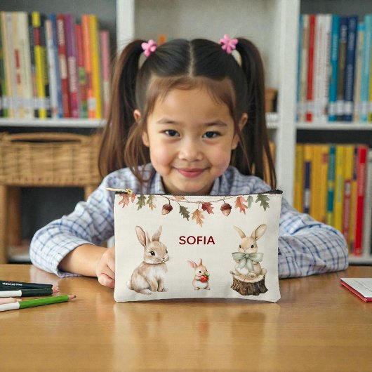 Woodland Friends Watercolor Name Pouch Zubehörtasche