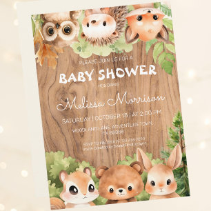Woodland Friends Wiedersehen Baby Dusche Einladung