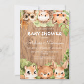 Woodland Friends Wiedersehen Baby Dusche Einladung (Vorderseite)