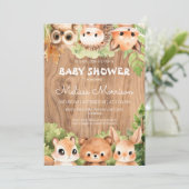 Woodland Friends Wiedersehen Baby Dusche Einladung (Stehend Vorderseite)