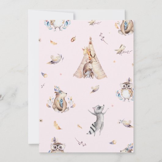 Woodland Friends Wild One Birthday Einladung (Rückseite)