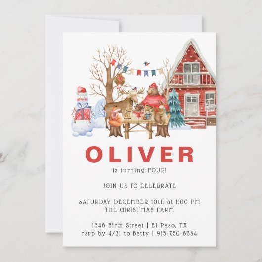 Woodland Friends Winter | Weihnachtsfeier Einladung (Vorderseite)