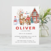 Woodland Friends Winter | Weihnachtsfeier Einladung (Stehend Vorderseite)