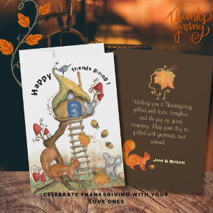 Woodland Friendsgiving - Gemütliche Herbstszene Feiertagskarte