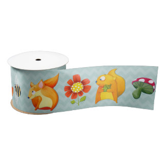 Woodland Fun aqua 3" Breites Satinband