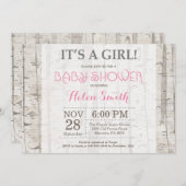 Woodland Girl Babydusche Einladung Rustikal (Vorne/Hinten)