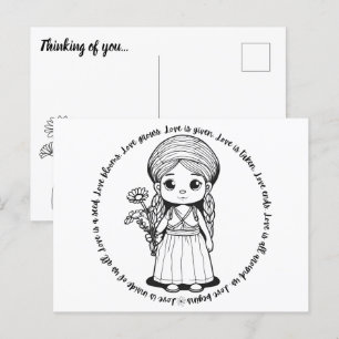 Woodland Girl with Daisies Postcard Postkarte