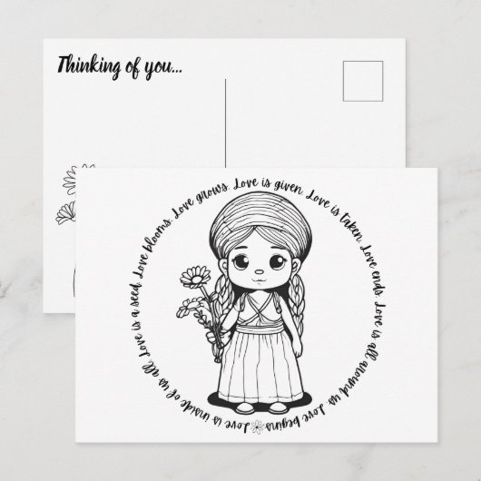 Woodland Girl with Daisies Postcard Postkarte (Vorne/Hinten)
