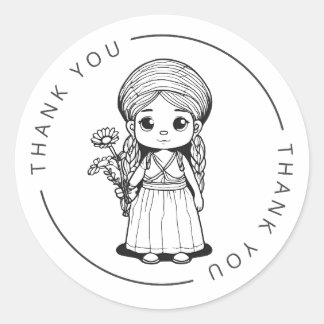 Woodland Girl with Daisis - Danke Stickers