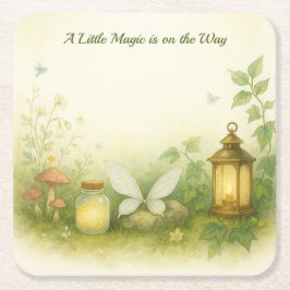 Woodland Glow Baby Shower Invitation | Firefly Jar Rechteckiger Pappuntersetzer