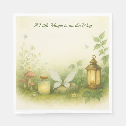 Woodland Glow Baby Shower Invitation | Firefly Jar Serviette (Vorderseite)