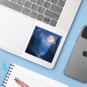 Woodland Glow - Square Vinyl Aufkleber (Laptop mit iPhone)