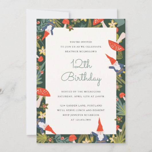 Woodland Gnomes Party Invite Einladung (Vorderseite)
