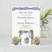 Woodland Gnomes Wedding Floral Scandinavian QR Save The Date (Stehend Vorderseite)