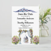 Woodland Gnomes Wedding Floral Skandinavien Save The Date (Stehend Vorderseite)