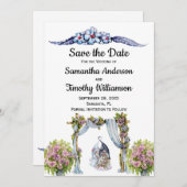 Woodland Gnomes Wedding Floral Skandinavien Save The Date (Vorne/Hinten)