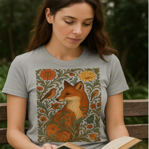 Woodland Grace Fuchs-Motiv in Blüte T-Shirt